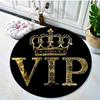VIP Krone Runder Teppich Flanell Luxus Eingang Büro Hotel Dekor Gold Schwarz Elegantes Design Premium Qualität Fußmatte Königlicher Stil