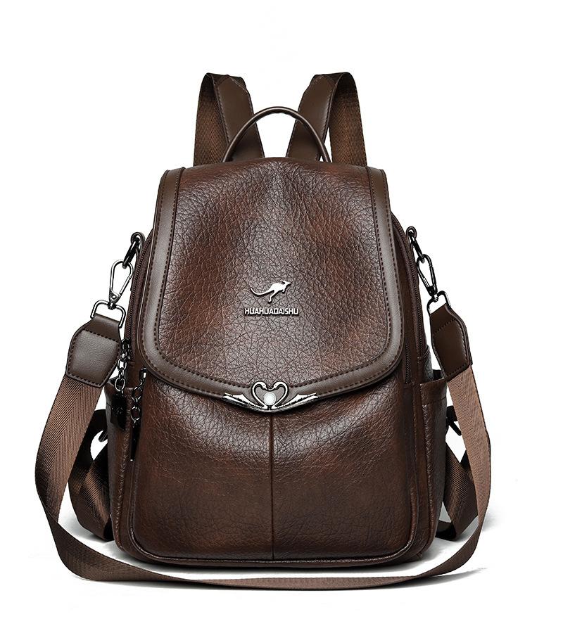 Schoolbag Wholesale 1011 New Large Capacity Women's Leather Texture Women's Backpack Soft Leather Multi-purpose Middle-aged Women's Bag Mother Bag