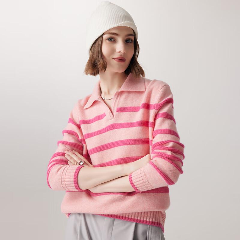 

Женский полосатый свитер с высоким воротником из 100% кашемира Palo L