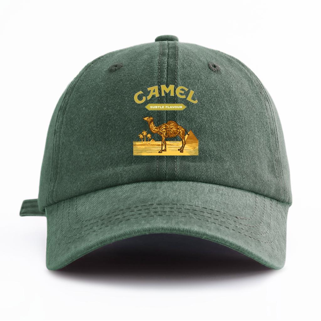 1 Stück gewaschene Baseballkappe mit Kamelprint für Erwachsene, minimalistischer Retro-Stil, lässige, weiche, verstellbare Dad-Kappe, perfekt als Geschenk