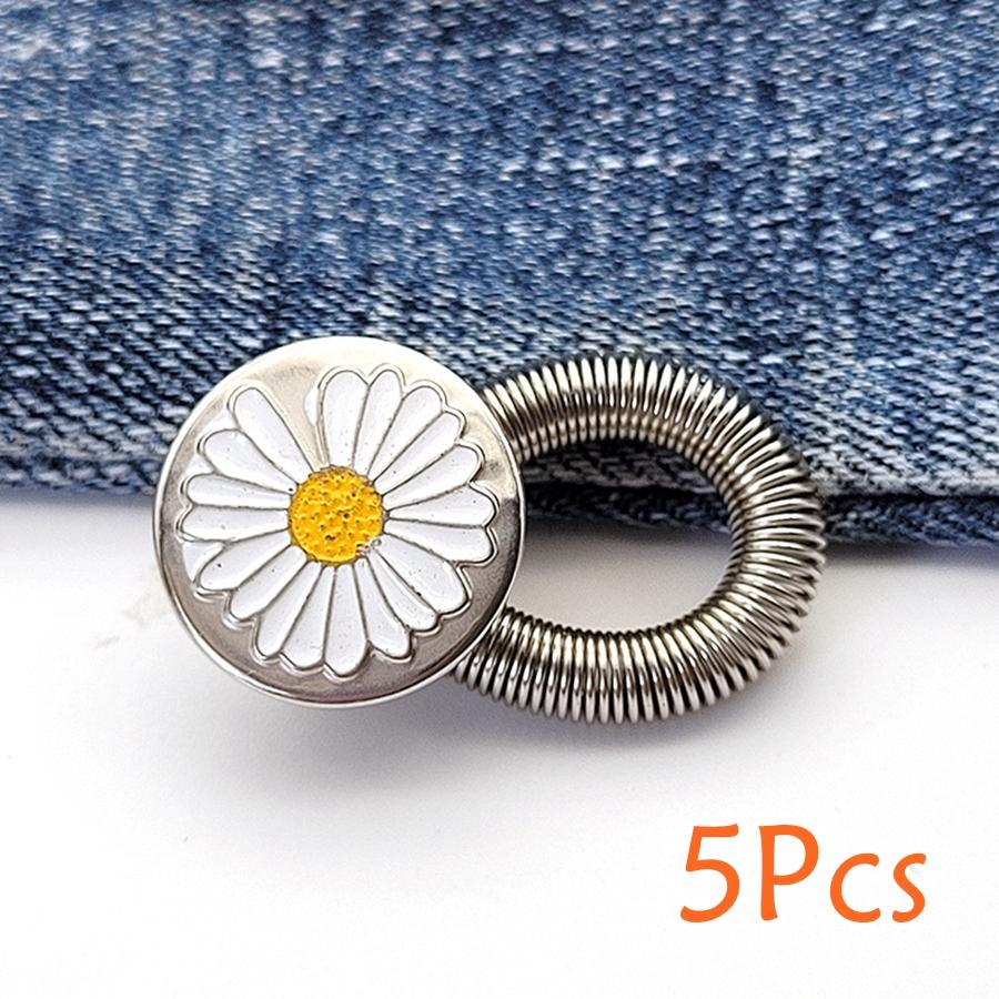 5Pcs Jeans Waist Extension Adjustable Button Spring Metal Elastic Buttons Trousers Pants Stretch General Extender Accessories