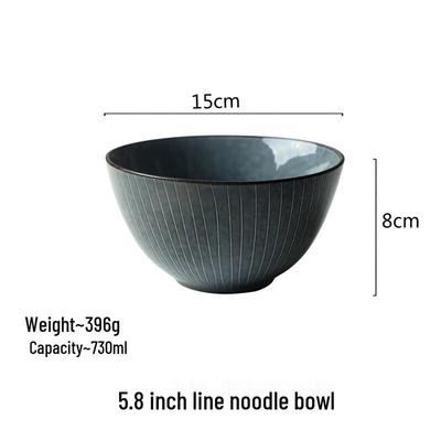 ZISIZ Striped Ceramic Rice & Salad Bowls