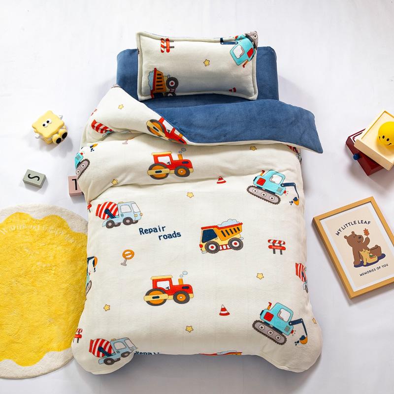 Baby Cartoon Print Bedding Set Duvet Covers Pillowcases Set Autumn Winter Warm Suede Bedclothes Bed Linen CP29