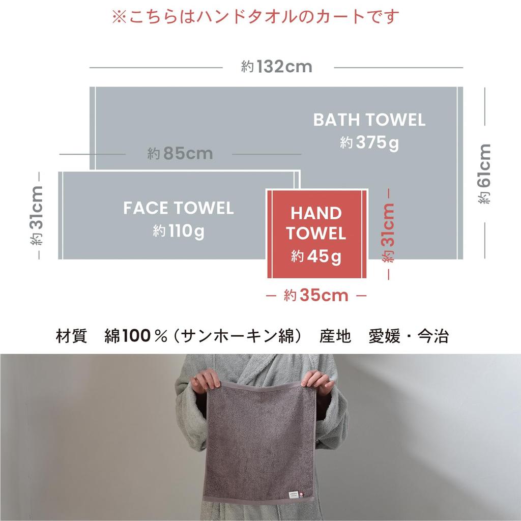 Transparan Imabari Hand Made In Approximately 31 X 35cm Towels, 3-Piece Set, Luxe, Japan, Thick, Hotel-Grade, Absorbent, 100% Cotton, Large, (Green)