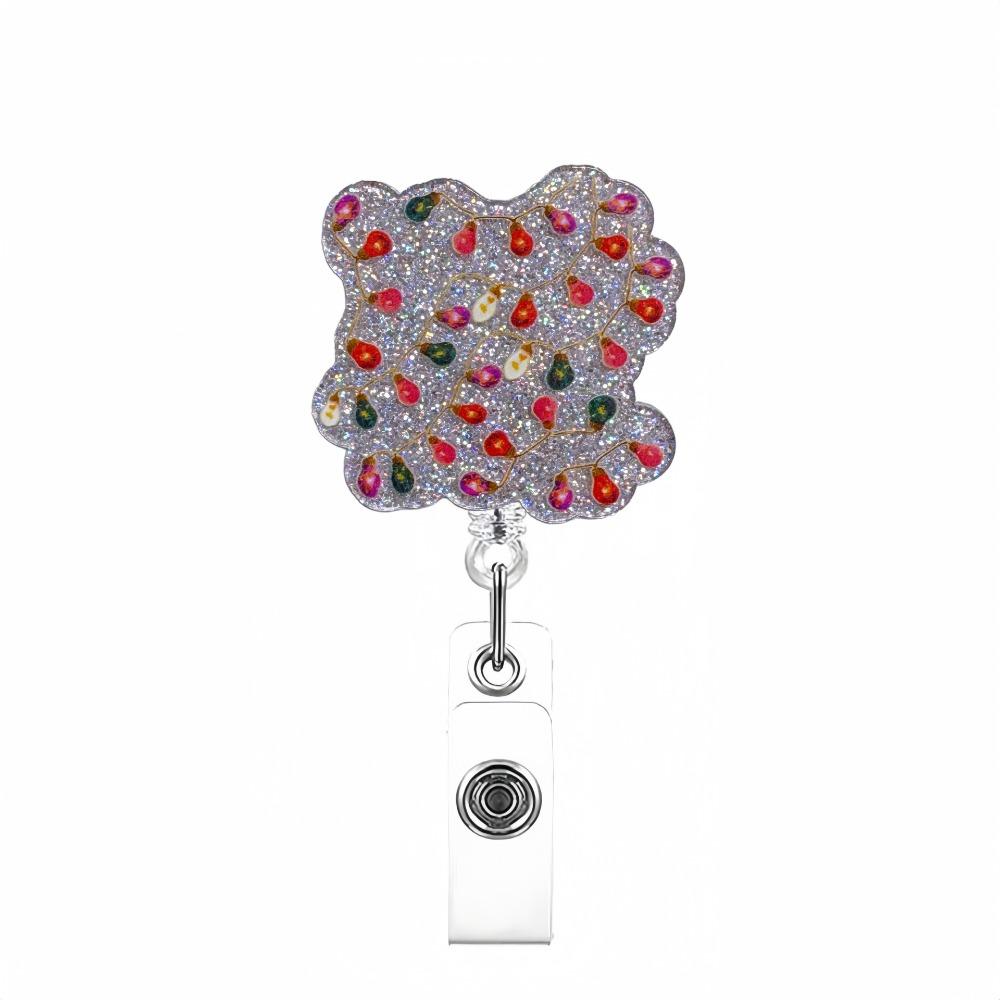 Retractable Christmas Badge Reels Christmas Hat Snowman Elk Alligator Badge Clip  Xmas