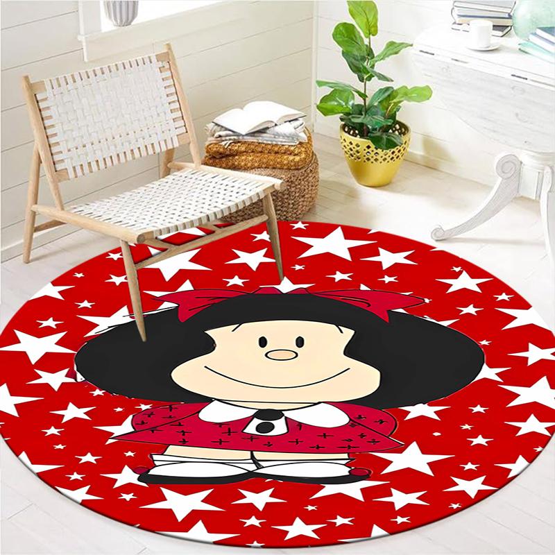 Kulhý kulatý koberec Mafalda, Kobercový koberec do obývacího pokoje, ložnice, k pohovce, herny, Dekorace, Protiskluzová podložka
