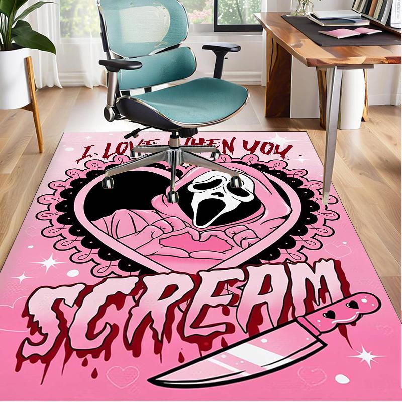 Ghostface Greetings Poster Office Rug Chair Mat, Game Carpet, Suitable for Front Door, Bedroom, Living Room, Desk, Holiday Gift