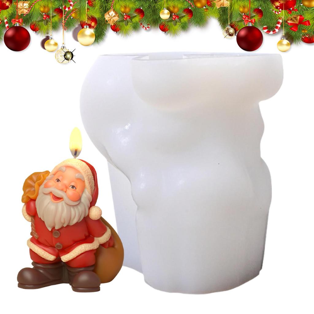 3D Santa Claus Christmas Candle Mold DIY Handmade Silicone Mold Christmas Gift Box Decoration For Soap Candle Resin Wax Candy