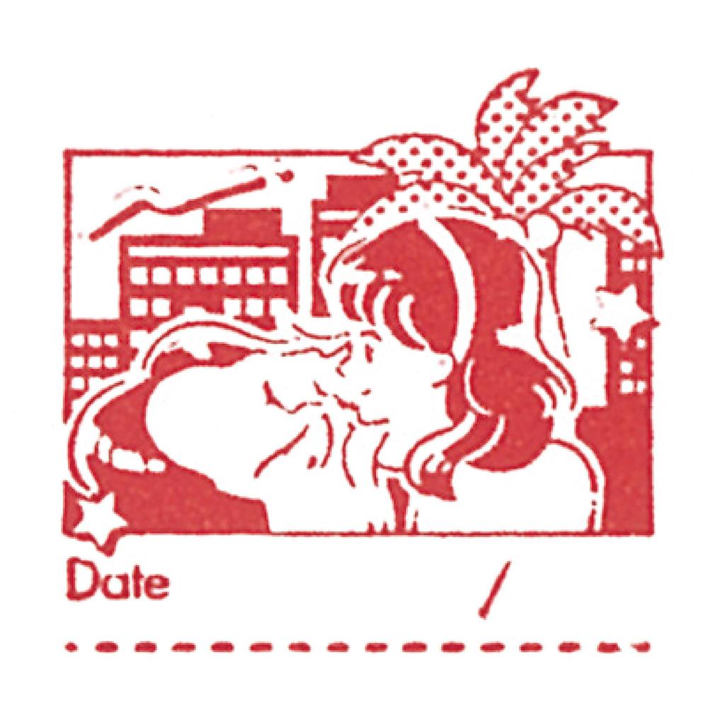 Artec Planner Decorative Wooden Pattern Stamp Retro Pop City Girl Daily Log 3cm 74777 Stamps, 30, - Square,