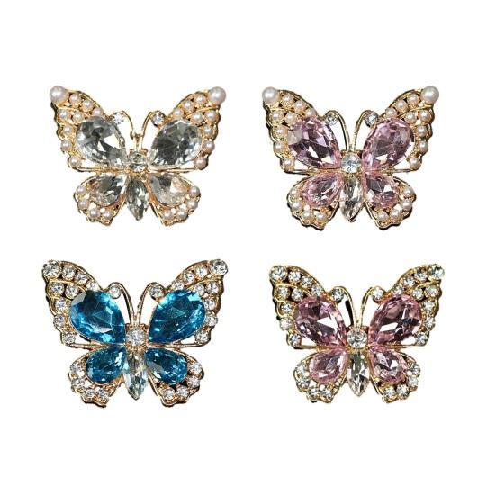 Rhinestone Butterfly Shoe Charm Flat Back Alloy Butterfly Charm Sparkling Butterfly Accent Accessories for Bracelets Bags DIY Crafts