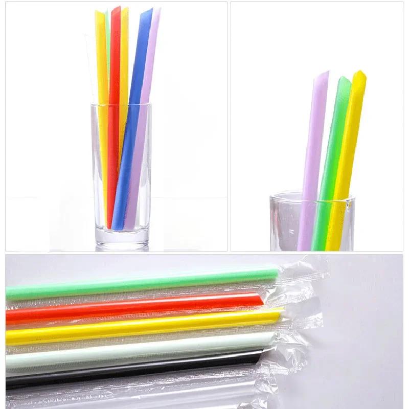 100pcs Plastic Beverage Straws, 1cm Wide, Mixed Colors, for Pearl Milk Tea, Party Bar Supply