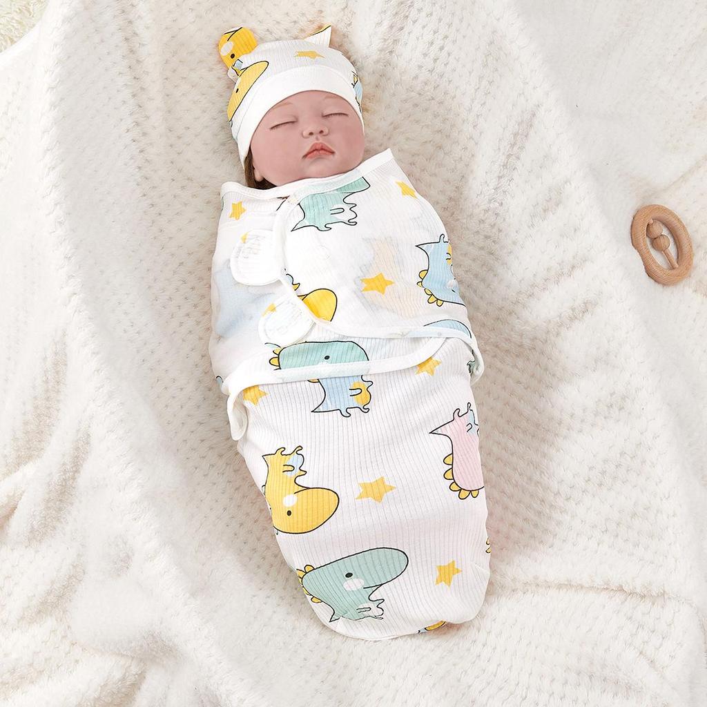 Pure Cotton Newborn Anti-Startle Swaddle & Blanket Set - Spring/Summer Baby Wrap