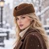 Weicher Stewardessen Pillbox Hut Unifarbener Unifarbener Fedora Warmer Beanie Mütze Herbsthochzeit
