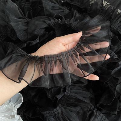 Wielokolorowy 10 cm szerokości 1 metr Cena Akcesoria koronkowe Organza Szyfrowane plisy Morela