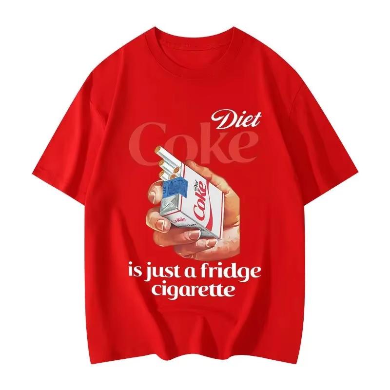 Just A Fridge Cigarette Coke Fuuny Meme Printed Unisex Unisex TShirt Fashion Loose Casual Short Sleeve Tees Unisex Fashion Top L