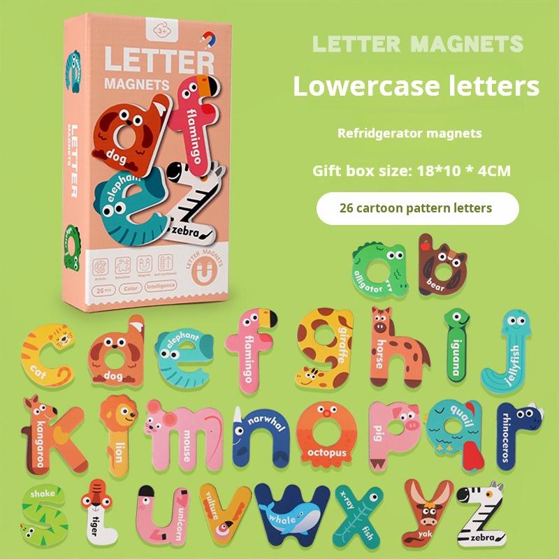 Non-Toxic Kids Paper Magnetic Paste Lowercase Letters Animal Puzzle Puzzle Fun Training Color Abnormity Sticker Game For Gifts