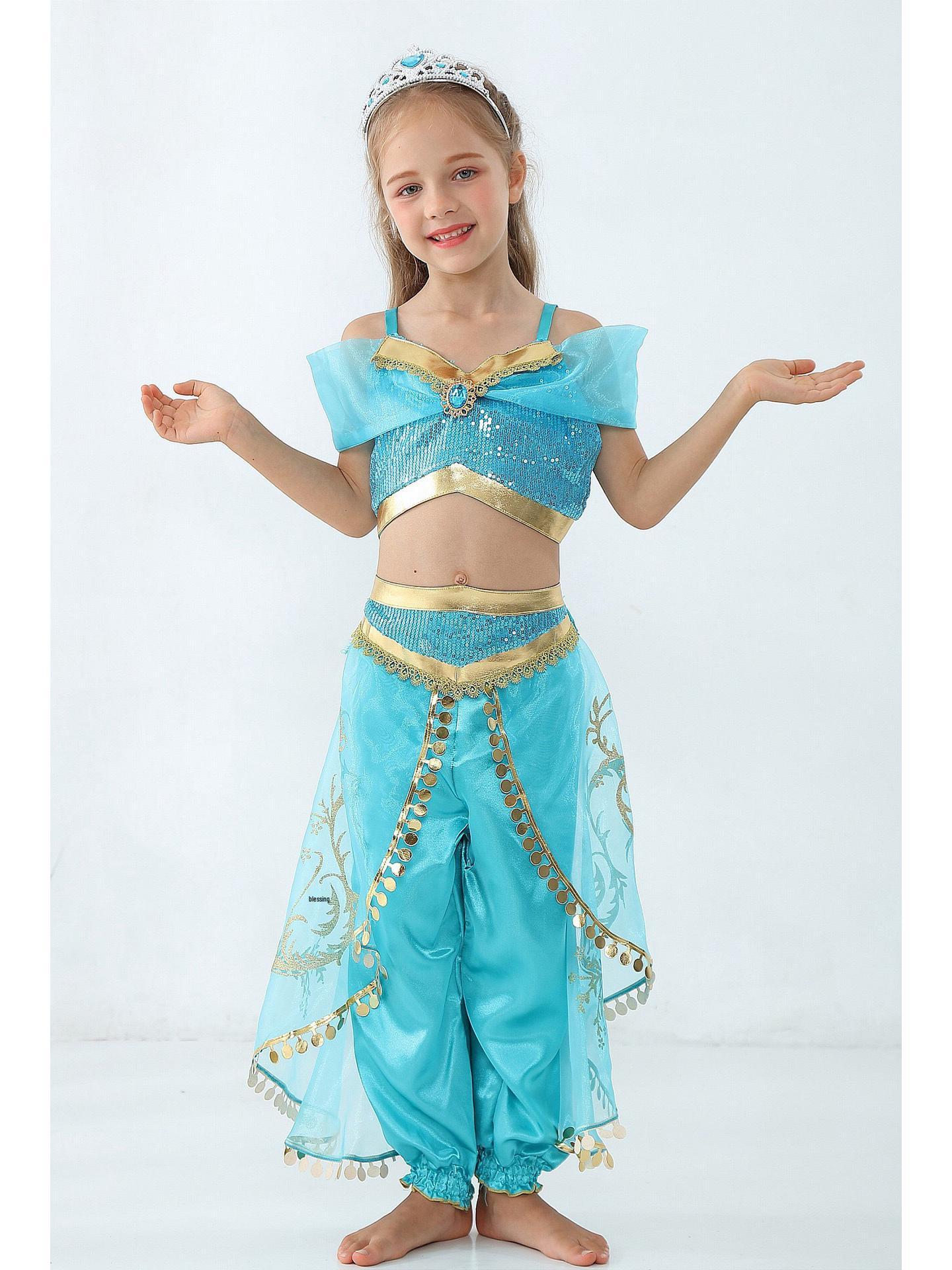 

Осеннее вечернее платье принцессы Жасмин и русалочки для девочек, 2023 150 cm