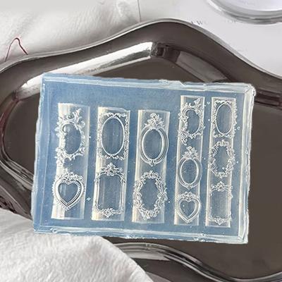 Pack of 2pcs Silicone Nail Art Molds With 3D Embossed Frame Design For Handmade Nail Decorations