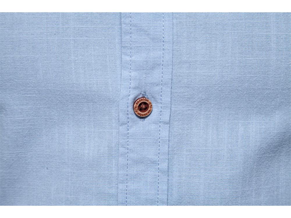 Herren Slim Fit Baumwolle Leinen Langarmhemd - Lässige japanische Mode, Einfarbig, Frühling/Sommer (US-Grösse)