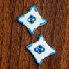 Hand-Painted Four-Pointed Star Ceramic Button - Handmade Clothing Accessory with Chinese Knot Design