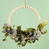 Artificial Flower Wood Beads Wreath Spring Wreath Decoration for Front Door Farmhouses Wedding Thanksgiving Decoration
