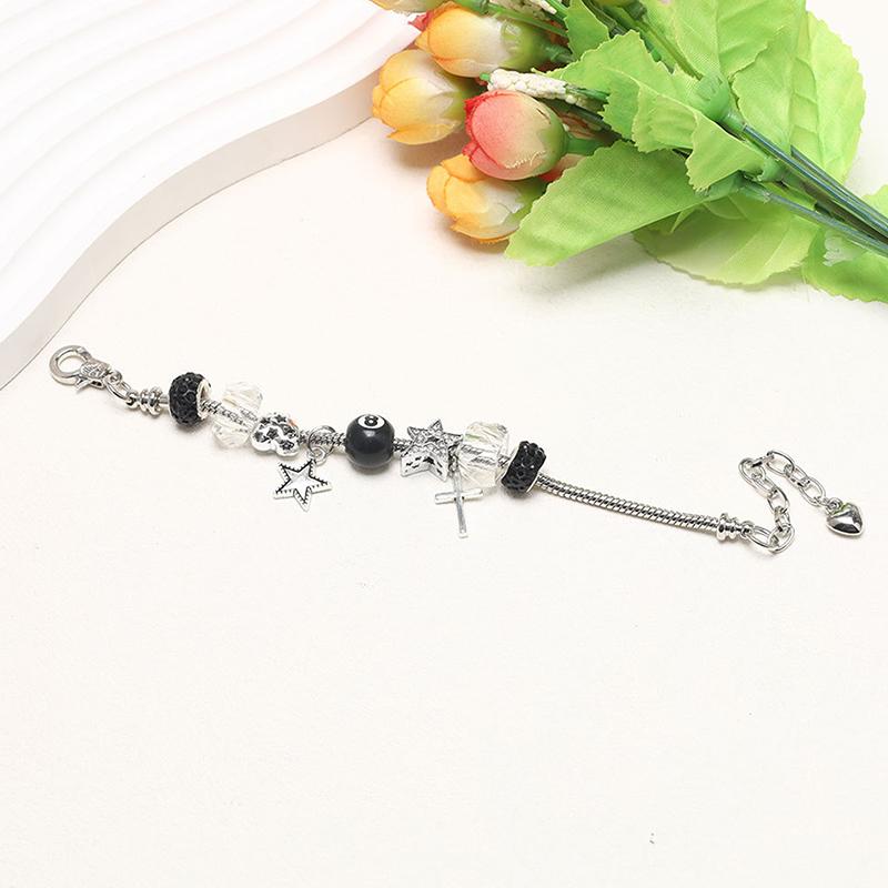 New Black No.8 Ball Heart Star Cross Bracelet Necklace Unique Fashionable Sweet Versatile Personalized Jewelry Gift
