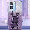 For vivo Y35 5G Pull-Out Kickstand Phone Protective Case Cartoon Rabbit Decor Cover