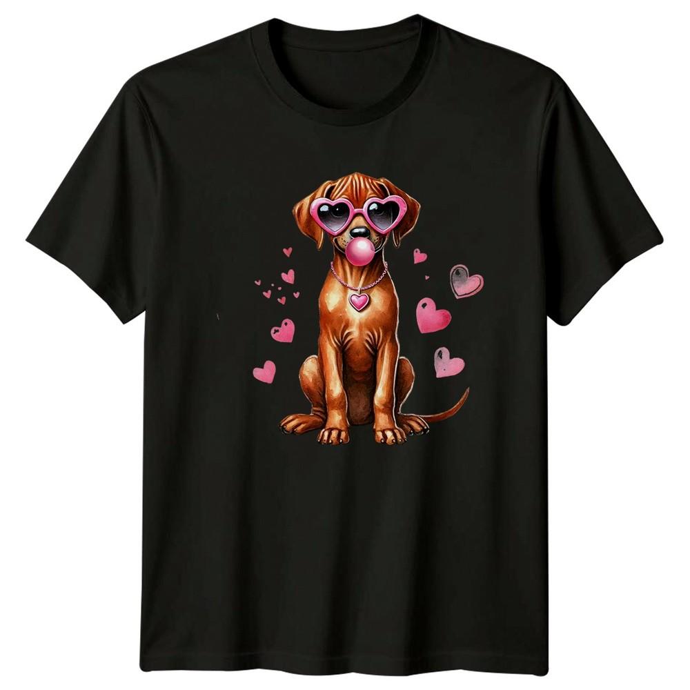 Dog Heart Sunglasses Bubblegum Valentines Day Animals Unisexs TShirt Unisexs Tee