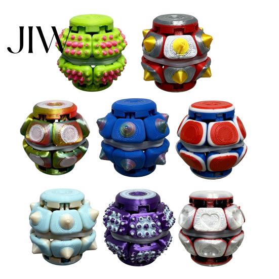 Decompression Toy Rubber Band Press Toy, Stress Anxiety Relief Fidget Spinner, 3D Anti-anxiety Printed Relaxation Desk for Kids Teens Adults