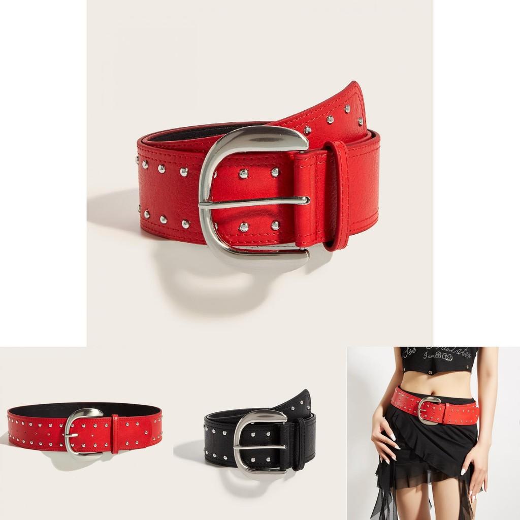 Alternative Style Leather Waist Belt With Metal Pin Buckle For Daily Wear