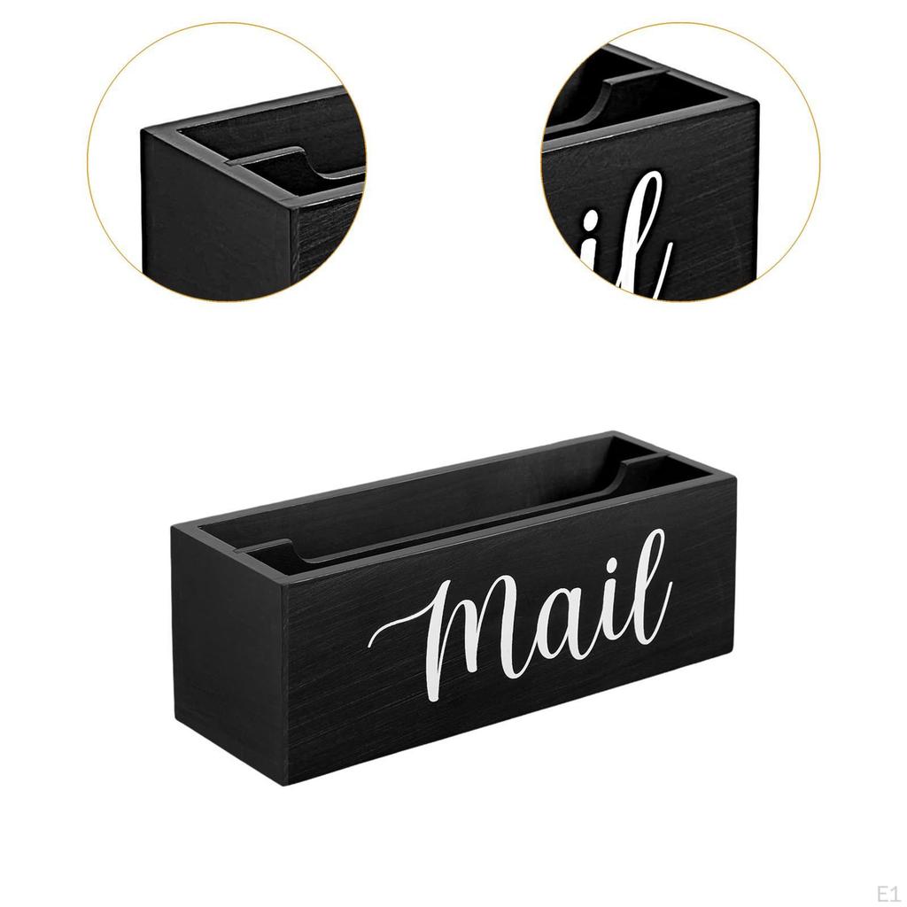 Mail Holder Box Envelope Bill Holders Wood Basket Mails Organizer Countertop, Letter