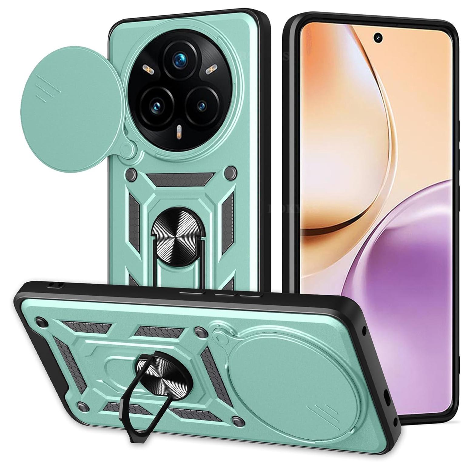 

Armor Case For Realme 14 Pro 5G 14 Pro+ Plus Cover Lens Protection With Ring Magnetic Holder Coque Fundas Capa Realme 14 Pro+ зелений