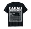 Farah Nutrition Facts T-Shirt, Farah Name Birthday Shirt T-Shirt