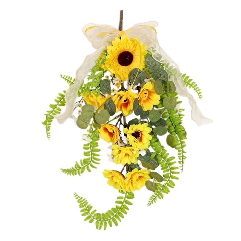 

Easy To Install Faux Sunflower Wall Hanging Ornament Green Plant Decoration for Home or Commercial Space 1
