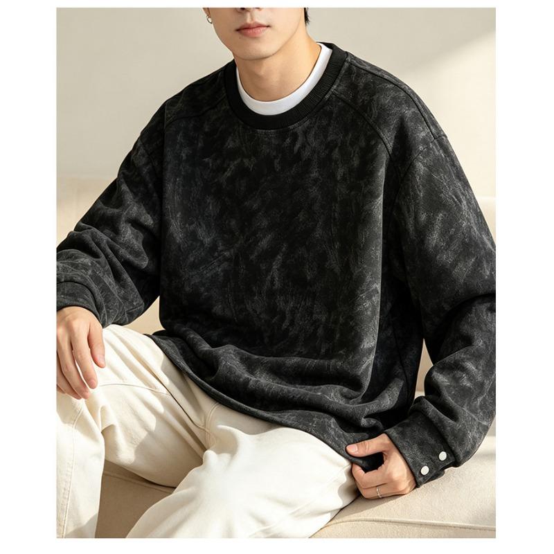 Men S Vintage Loose Fit Crew Neck Long Sleeve Sweatshirt For Teens