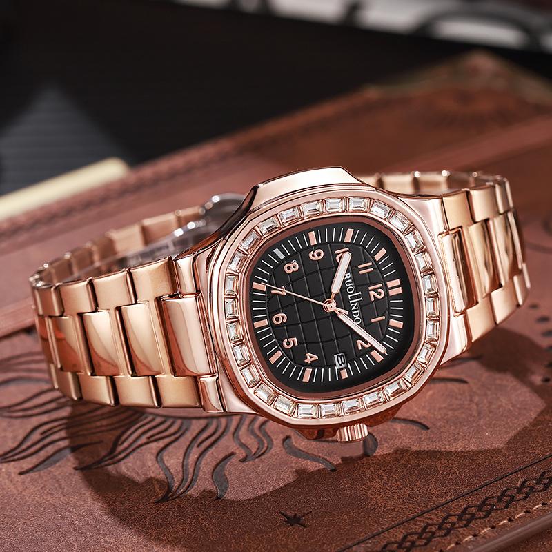 Square Watch for Men Waterproof Luminous Date Wristwatch Stainless Steel Quartz Watches