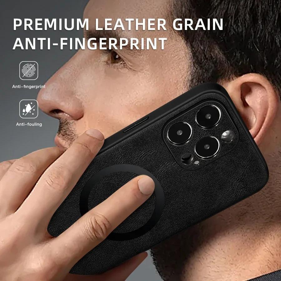 Magsafe Magnetische Handyhülle für iPhone 16 15 Pro Max 16E 14 13 12 11 Pro X XR Xs Max 7 8 Plus SE 2022 PU Leder Silikonhülle