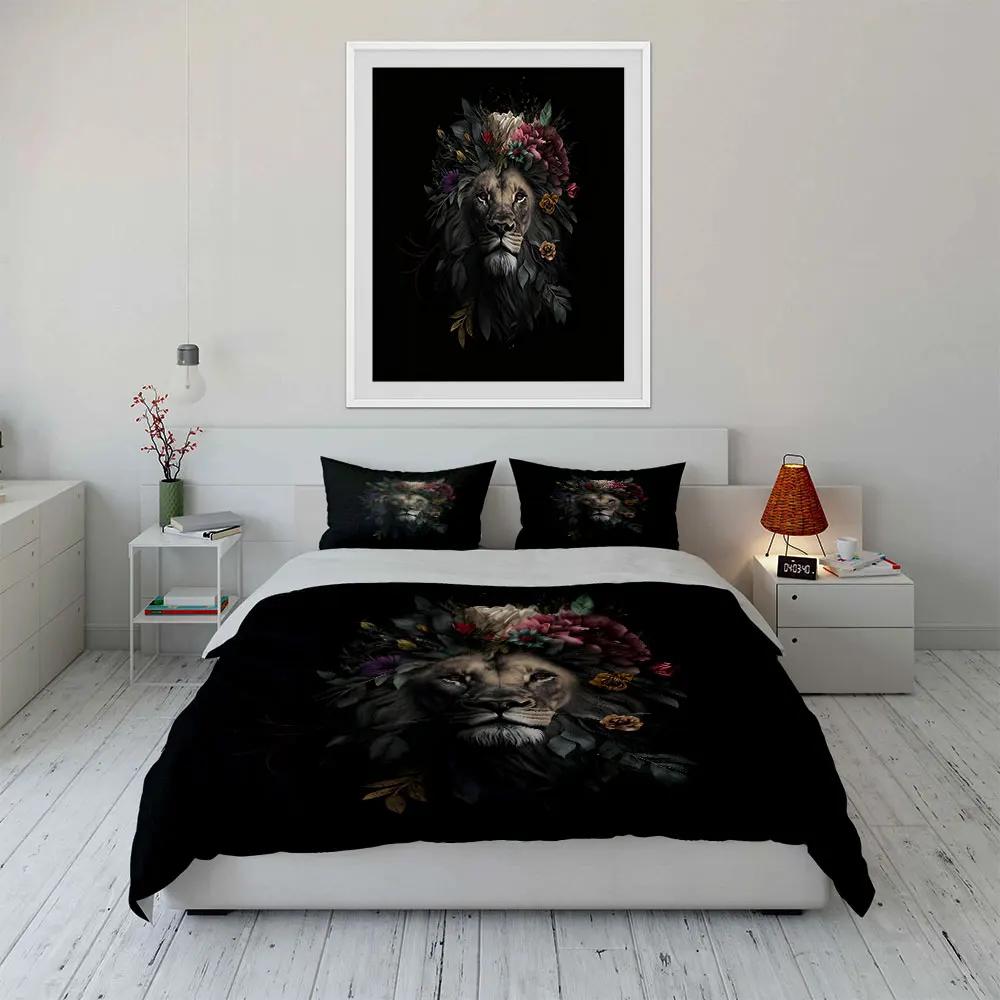 Lion Floral Art Decor Prints Soft Comfortable Duvet Cover Bedding Set Included 1*Duvet Cover & 2*Pillowcases gift