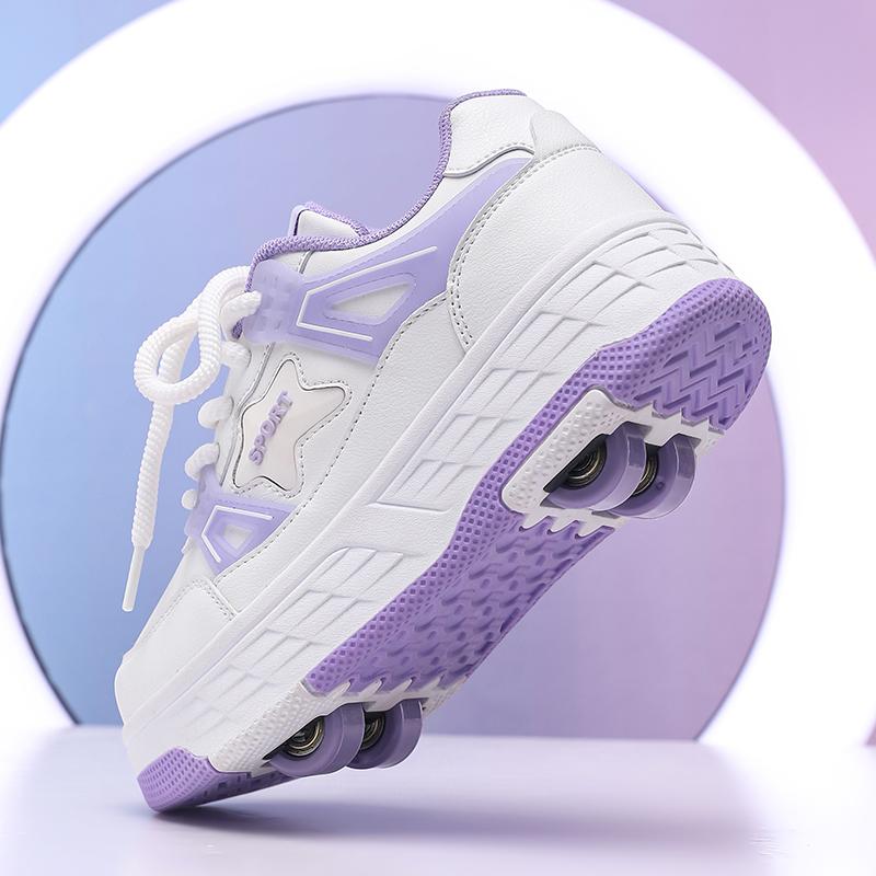 Scarpe a rotelle a quattro ruote da ragazzo autunnali pattinaggio a rotelle rimovibili scarpe da pattinaggio da studente scarpe da bambino con ruote