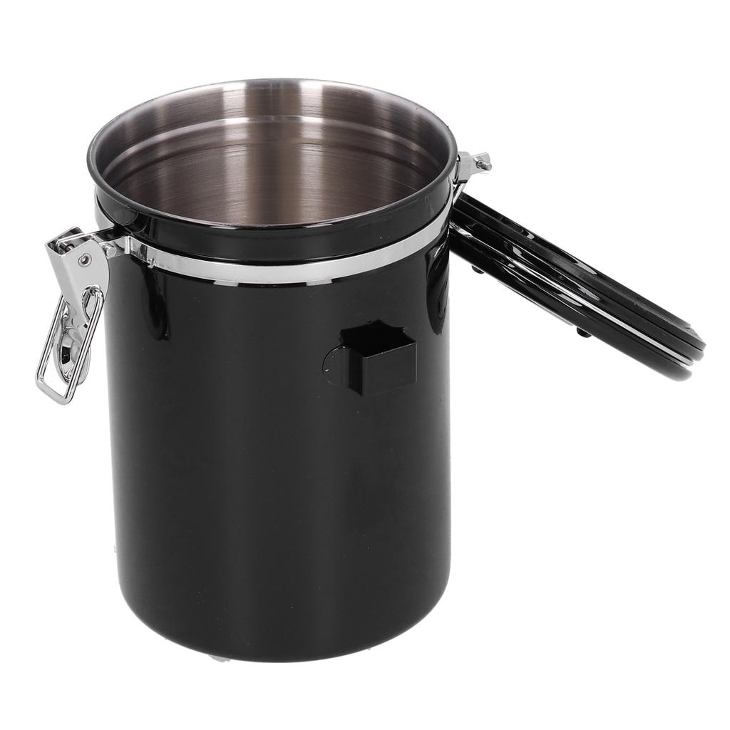 1.8L 304 Stainless Steel Coffee Beans Container with Exhaust Valve  Household Storage Sealing Coffee Beans Jar Kitchen