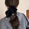 Square Large Intestine Hair Band High School Girls Elastic and Durable Rubber Band Low Ponytail Pearl Pendant Hair Accessory