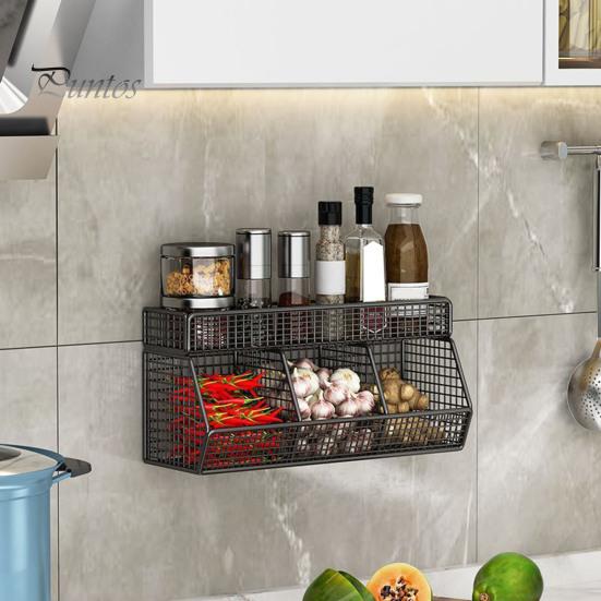 Wire Mesh Storage Basket Large Capacity Strong Load-bearing Easy Installation Wall Mounted Shelf Organizer Basket