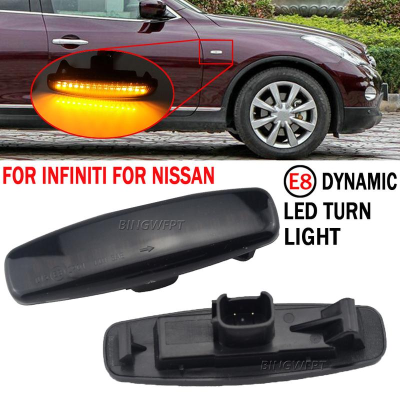 2x Dynamic LED Car Side Marker Lights Repeater Signal Lights For Infiniti EX35 EX37 FX30d FX35 FX37 FX50 G25 G35 G37 JX35 M25