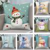 Snowman Cute Cushion Cover Plush Fabric Soft DoubleSided Printed Sofa Warm Winter Home Child Gift Pillow Case