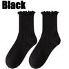 5pairs Korean Lolita JK Ruffle Cotton Socks for Women Middle Tube Ankle Soft Breathable Hosiery Black White Autumn Kawaii Socks