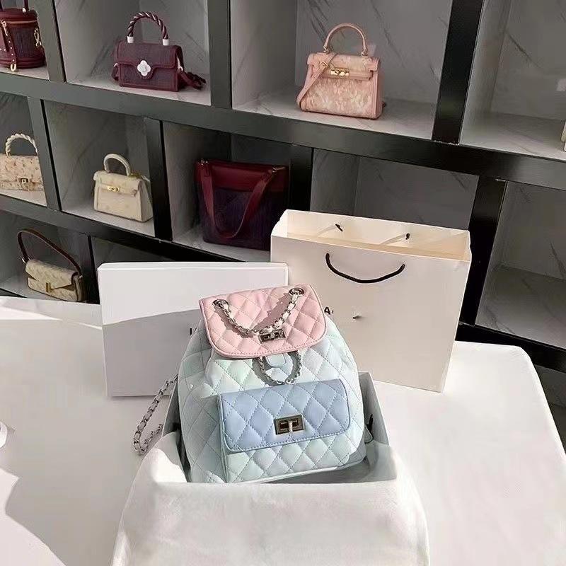 Autumn And Winter Trendy Backpack For Women High-end Diamond Chain Versatile Contrasting Color Urban Simple Backpack For Women