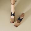 Square Head Single Shoes New Summer Cross Strap Pig Nose Thick Heel Small Leather Shoes