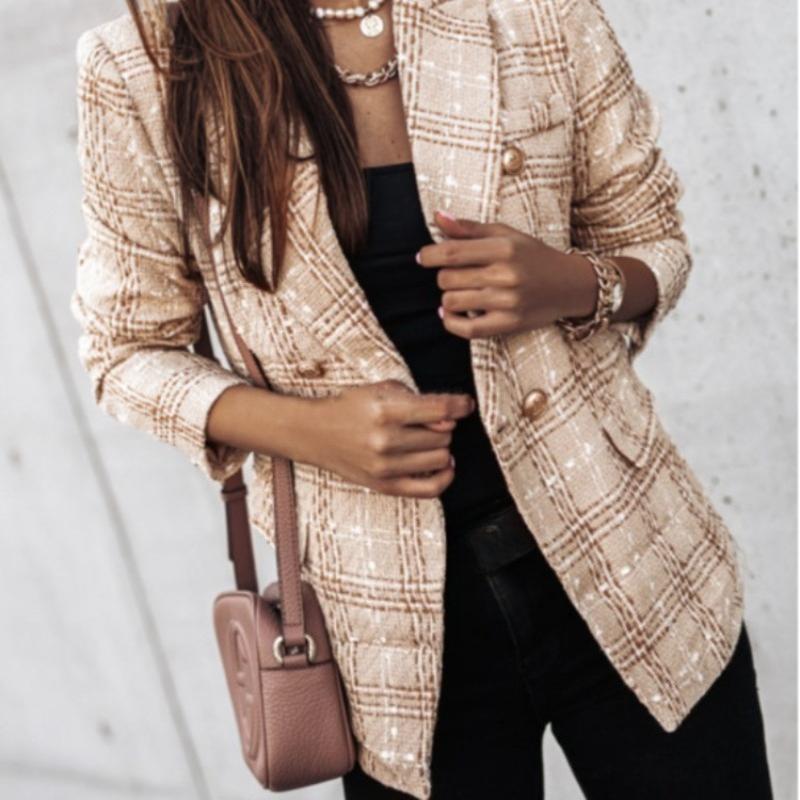 Весенне-осенний костюм, длинный рукав, двубортный, с принтом, пиджак XS