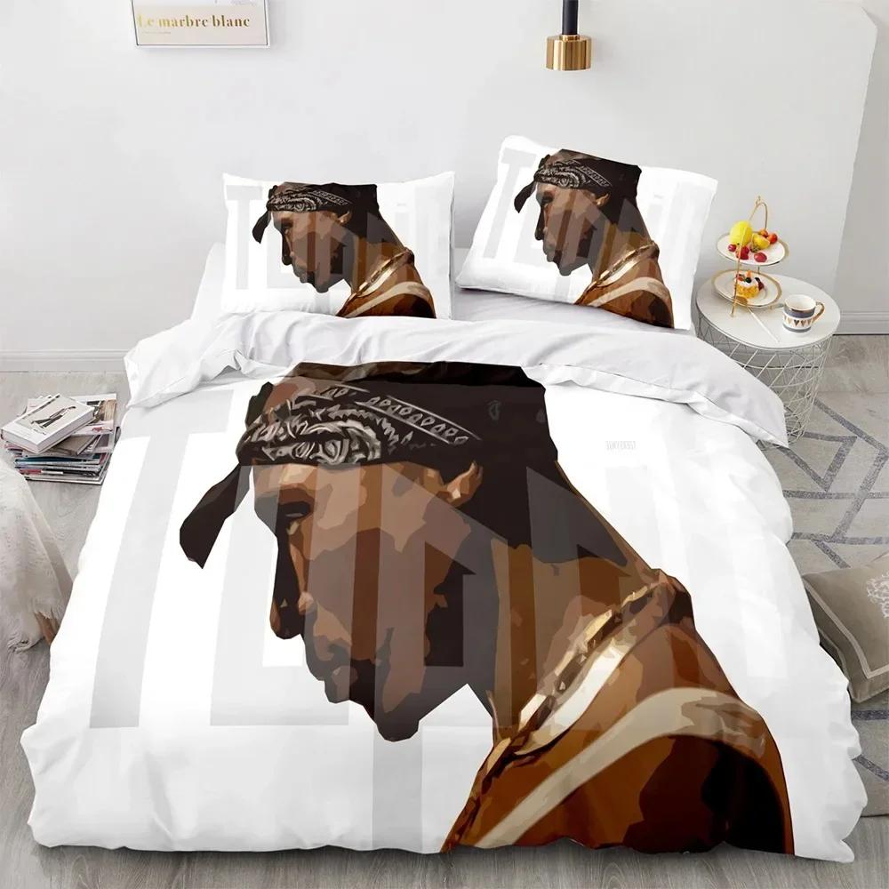 3D Tupac Shakur Rapper 2Pac Bettwäsche-Set Bedrucktes Bettwäsche-Set Mit Kissenbezug Bettdeckenbezug Weich Einzel Doppel Queen Super King Größe