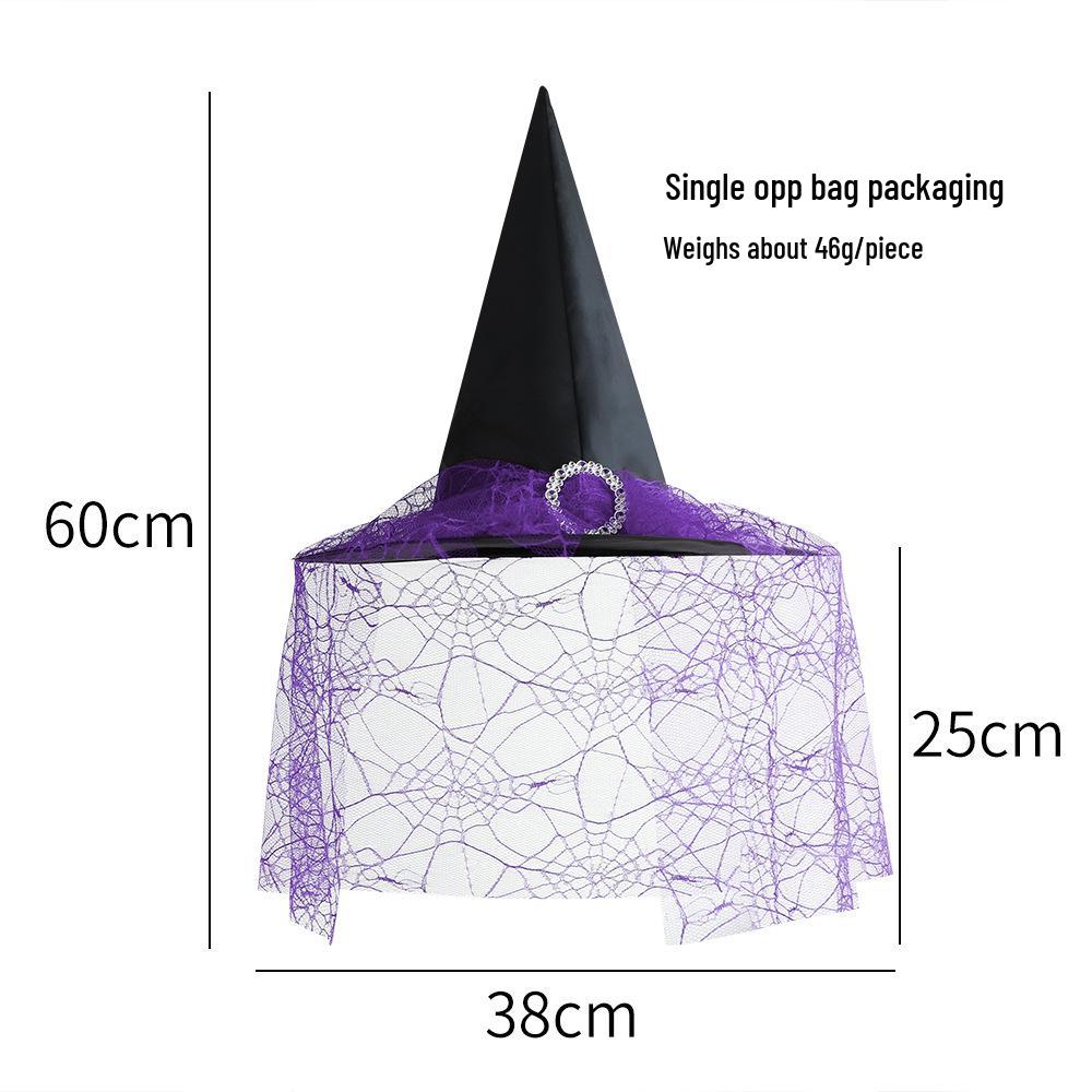 Halloween Witch Hat with Silver Buckle & Gauze - Kids & Adults Costume Accessory